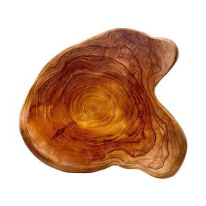 Shan Mu Wood Bowl Natural Live Edge Decorative Bowl Root Carved w Age Rings (M)